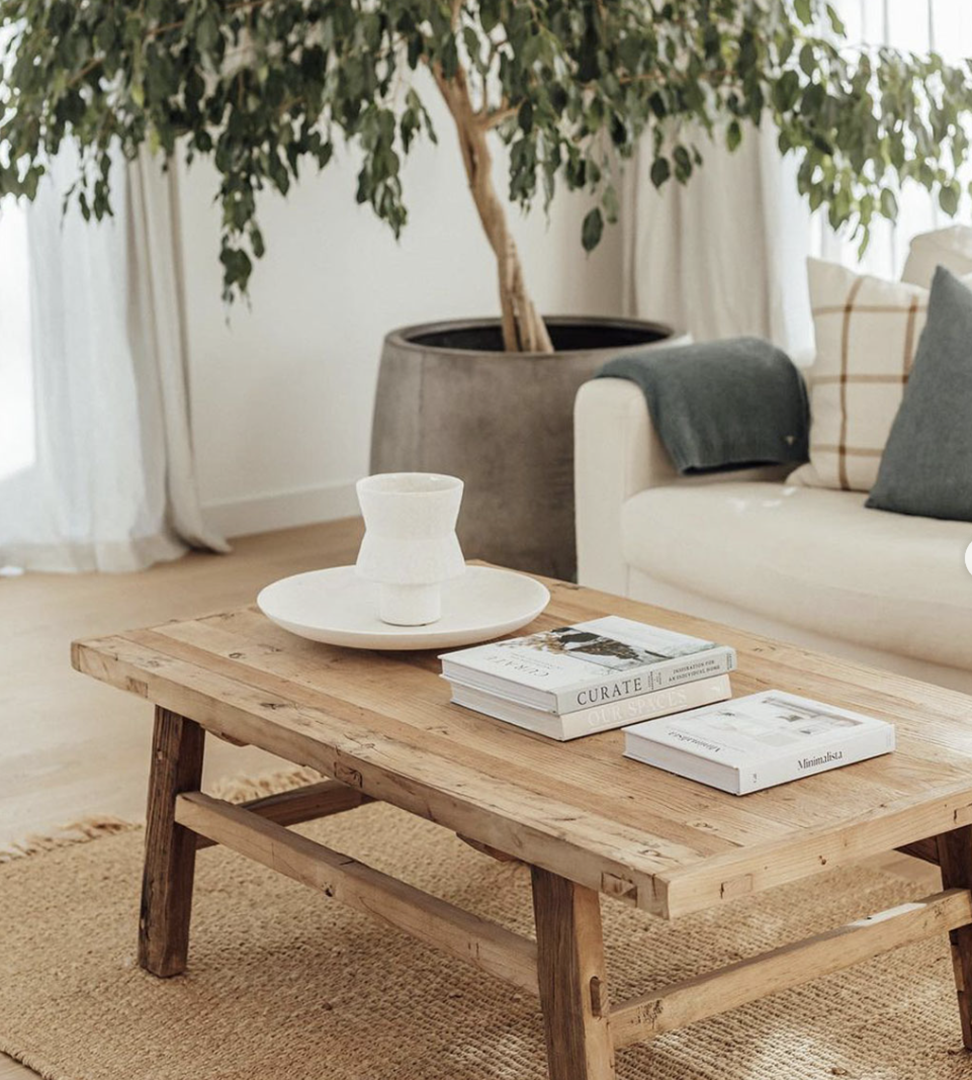 Reclaimed elm wood rectangle coffee table 120cm