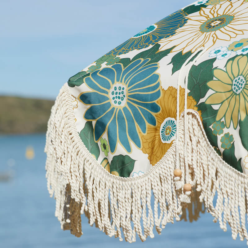 Retro floral beach umbrella