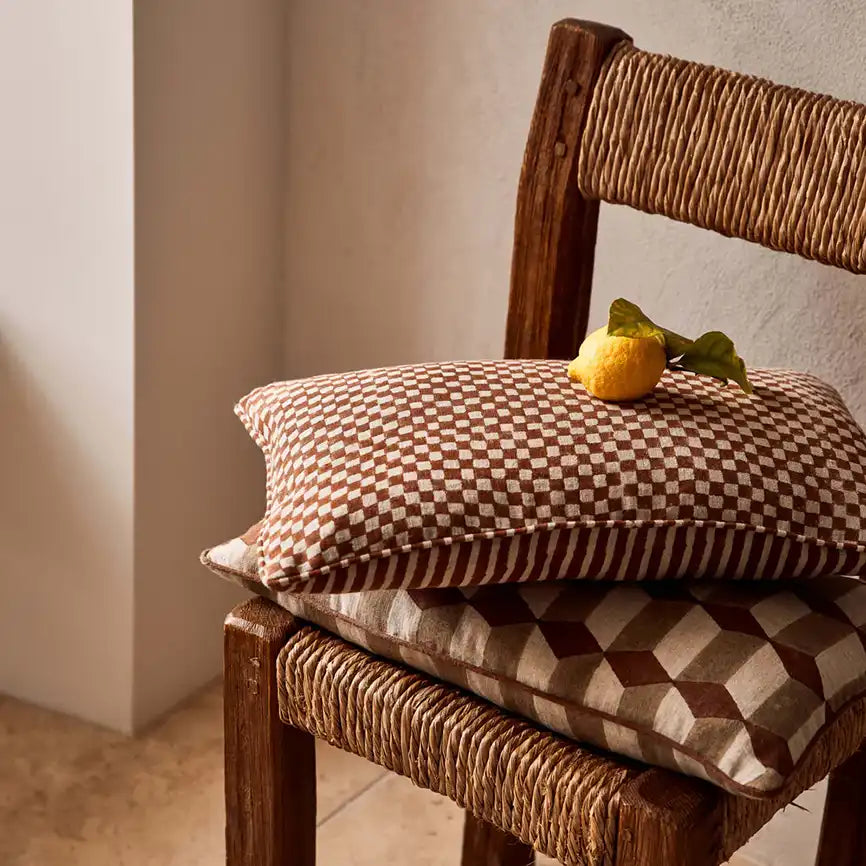 Genoa reversible linen cushion cover 30 x 50cm clay