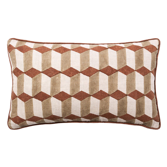 Genoa reversible linen cushion cover 30 x 50cm clay