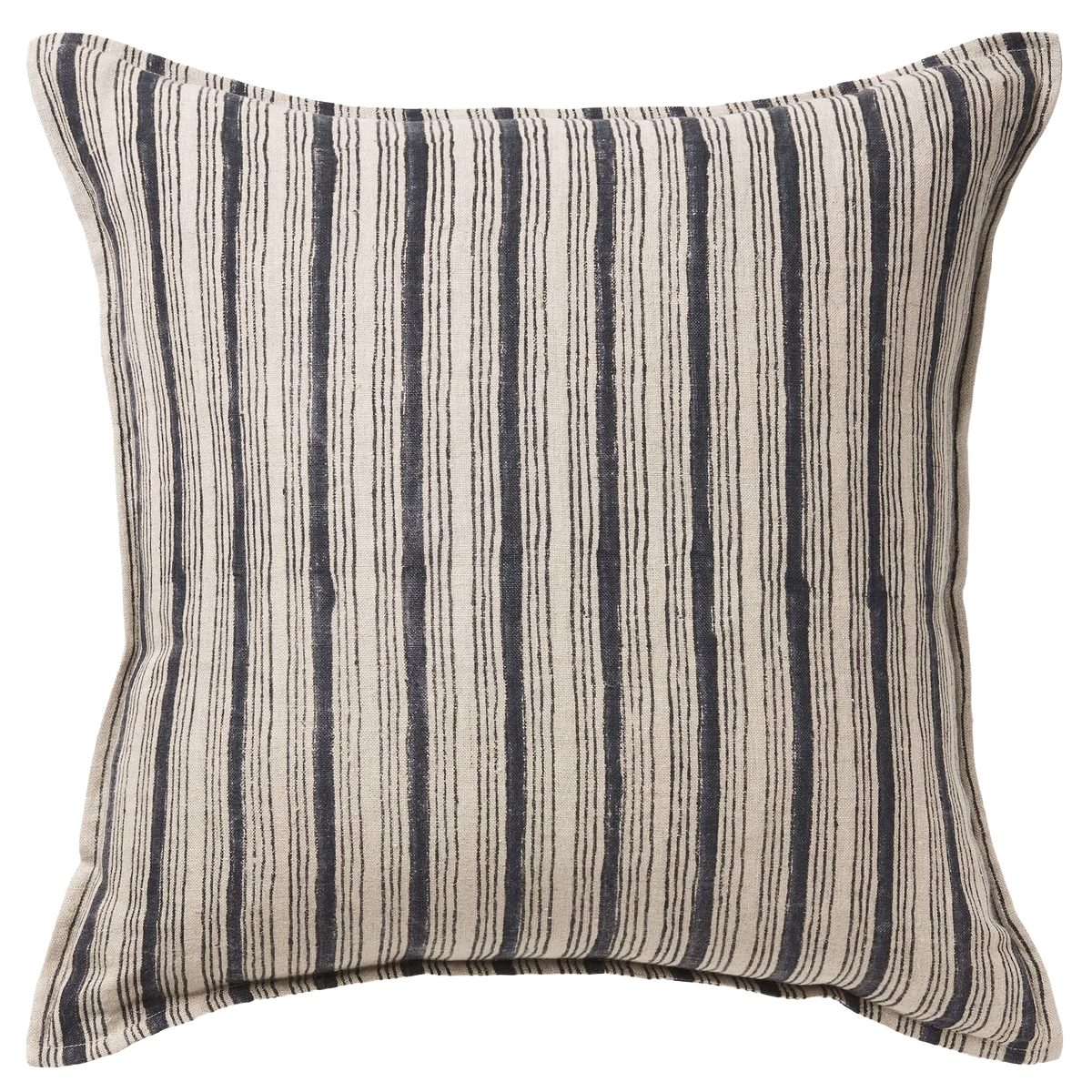 Rome block printed linen cushion cover 50cm indigo