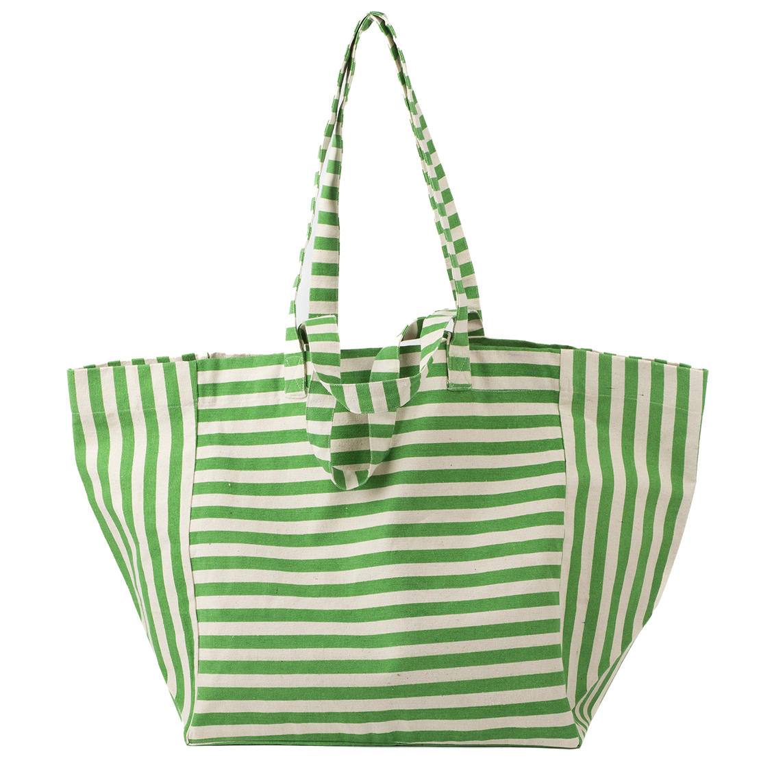 Cotton striped tote bag green