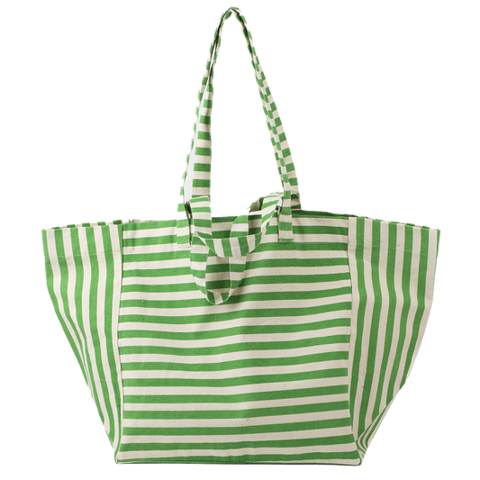 Cotton striped tote bag green