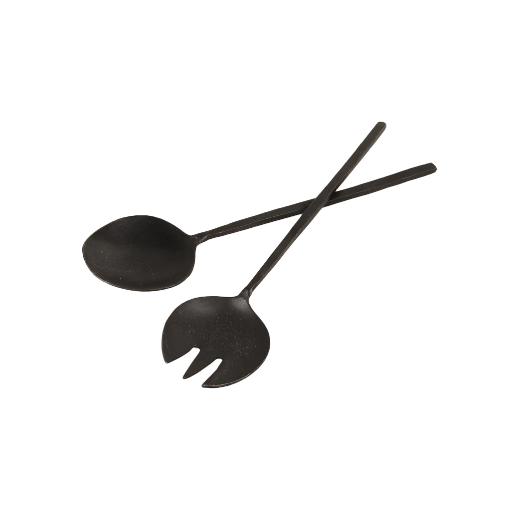 Handmade mini iron salad servers 20cm black