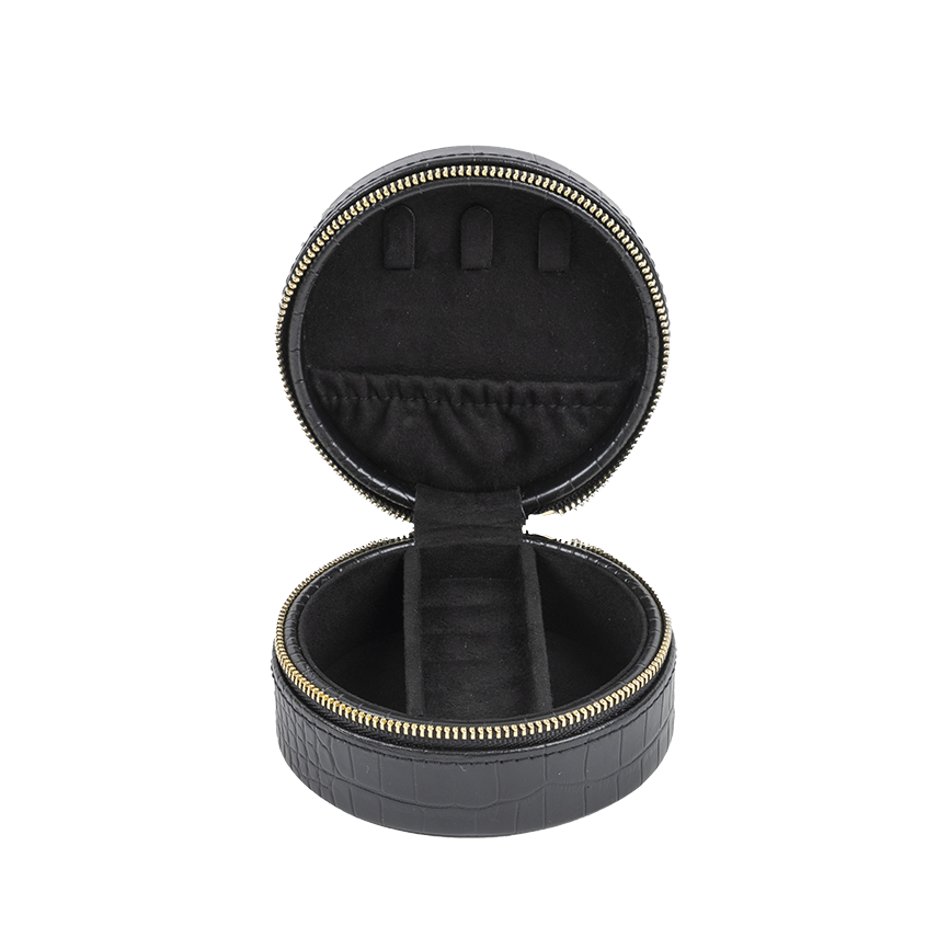 Small round jewellery box black