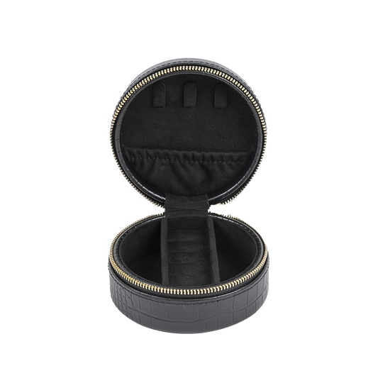 Small round jewellery box black