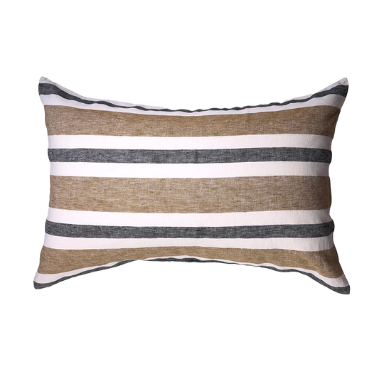 SOW taupe stripe linen pillowcase set standard
