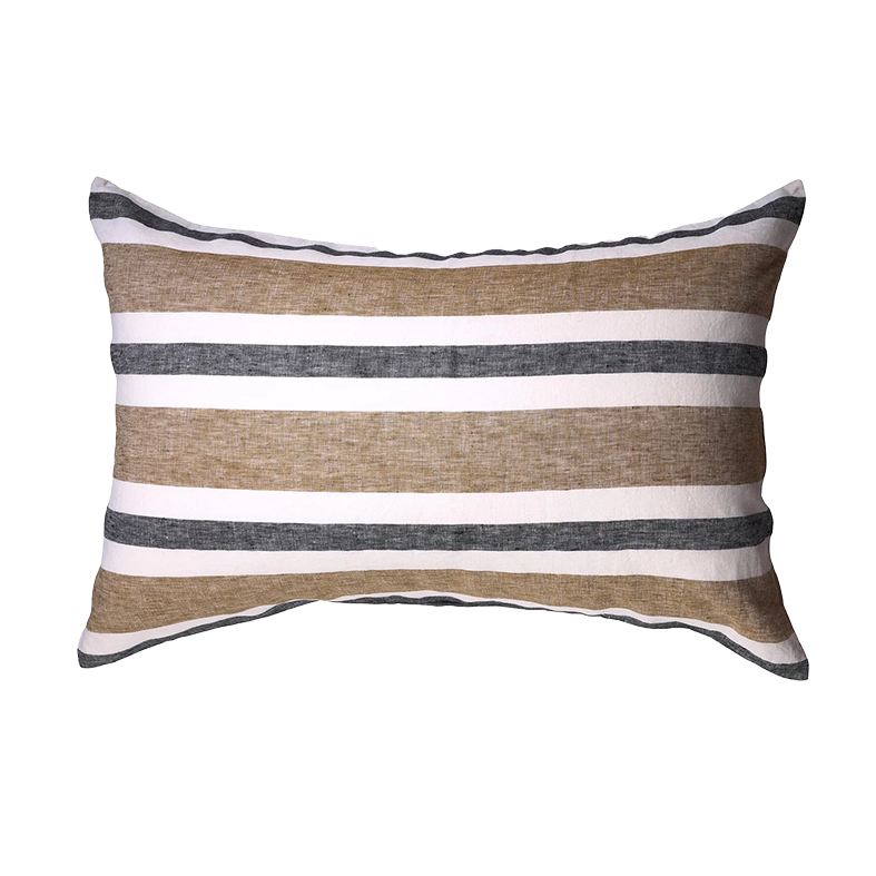 SOW taupe stripe linen pillowcase set standard