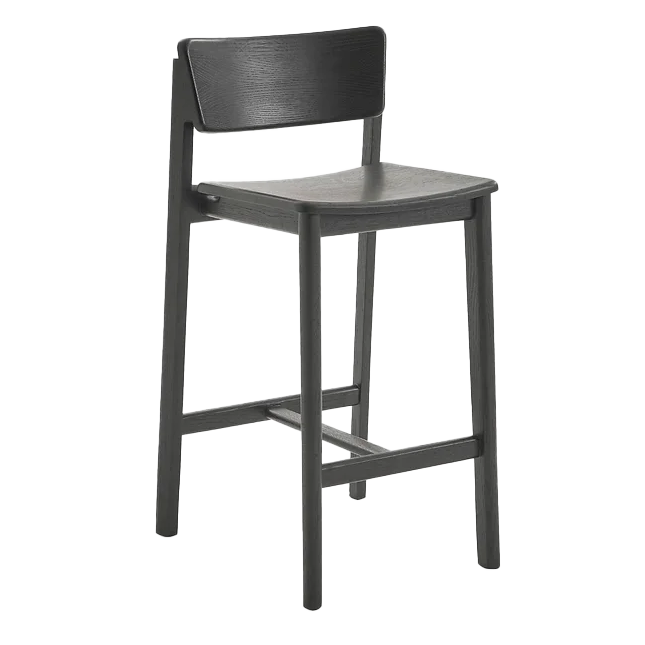 Solid oak counter stool with back black