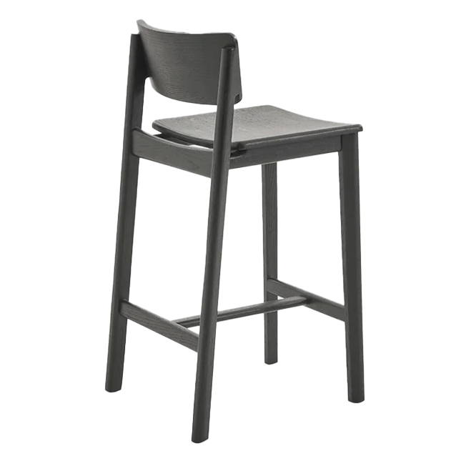 Solid oak counter stool with back black