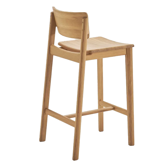 Solid oak counter stool with back natural