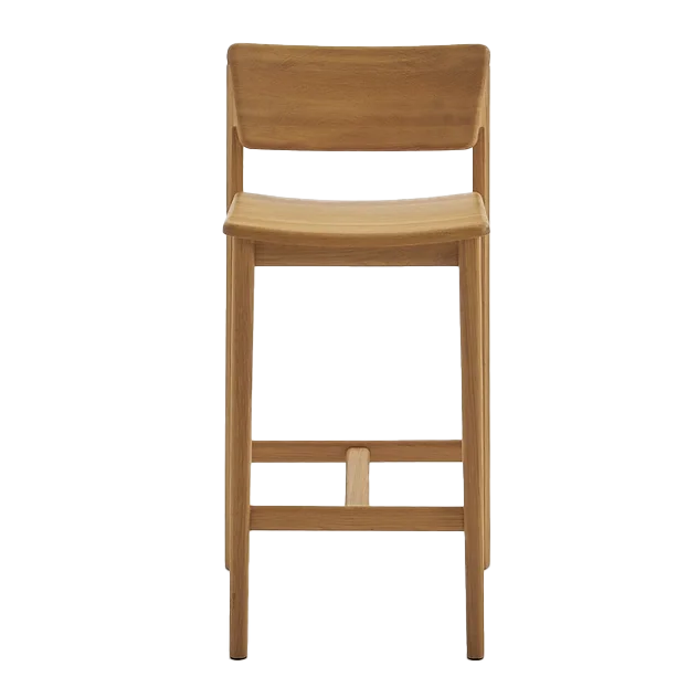 Solid oak counter stool with back natural