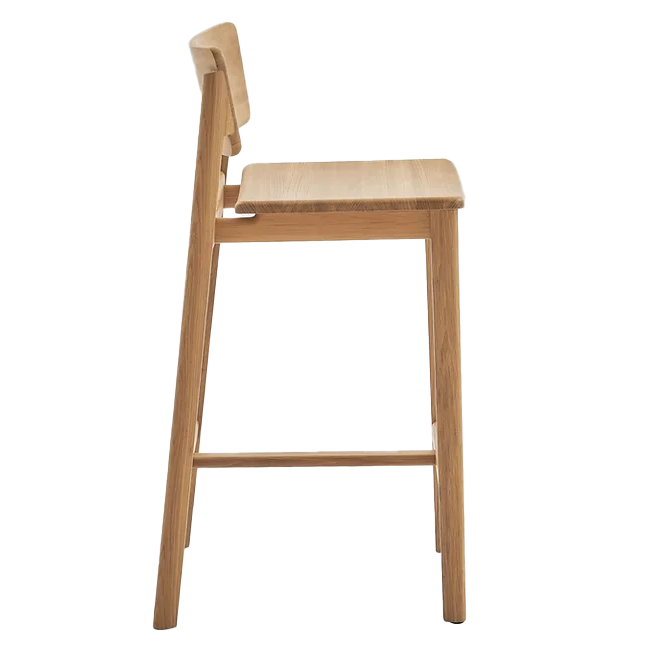 Solid oak counter stool with back natural
