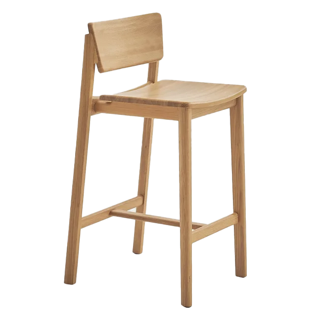 Solid oak counter stool with back natural