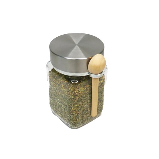 Spice & herb jar with wooden spoon