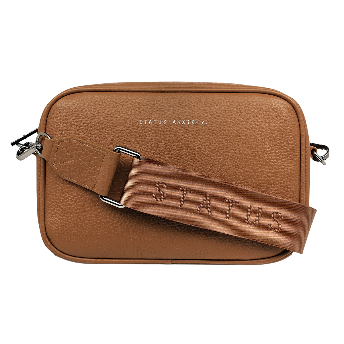 Status Anxiety plunder leather bag with dual straps camel