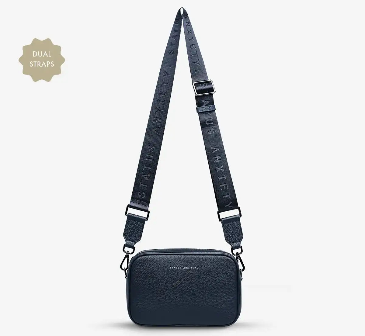 Status Anxiety plunder leather bag with dual straps blue