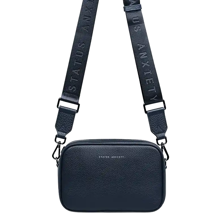 Status Anxiety plunder leather bag with dual straps blue