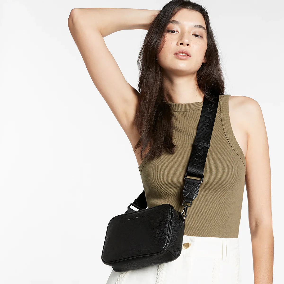 Status Anxiety plunder leather bag with dual straps black