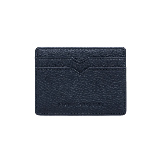 Leather card holder midnight blue