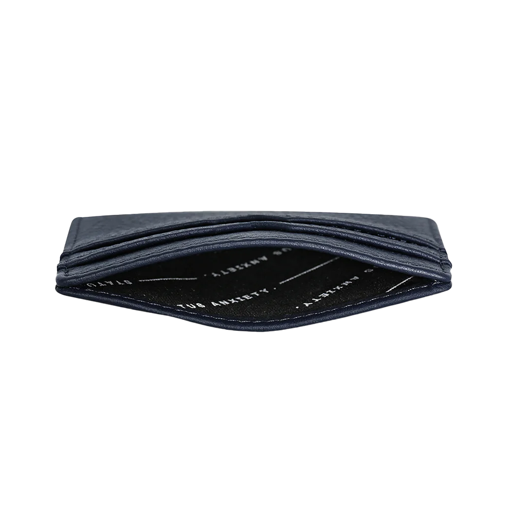 Leather card holder midnight blue