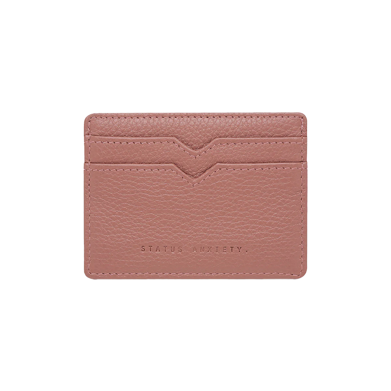 Leather card holder dusty rose