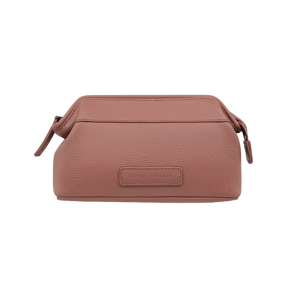 Status Anxiety leather toiletry bag dusty rose medium