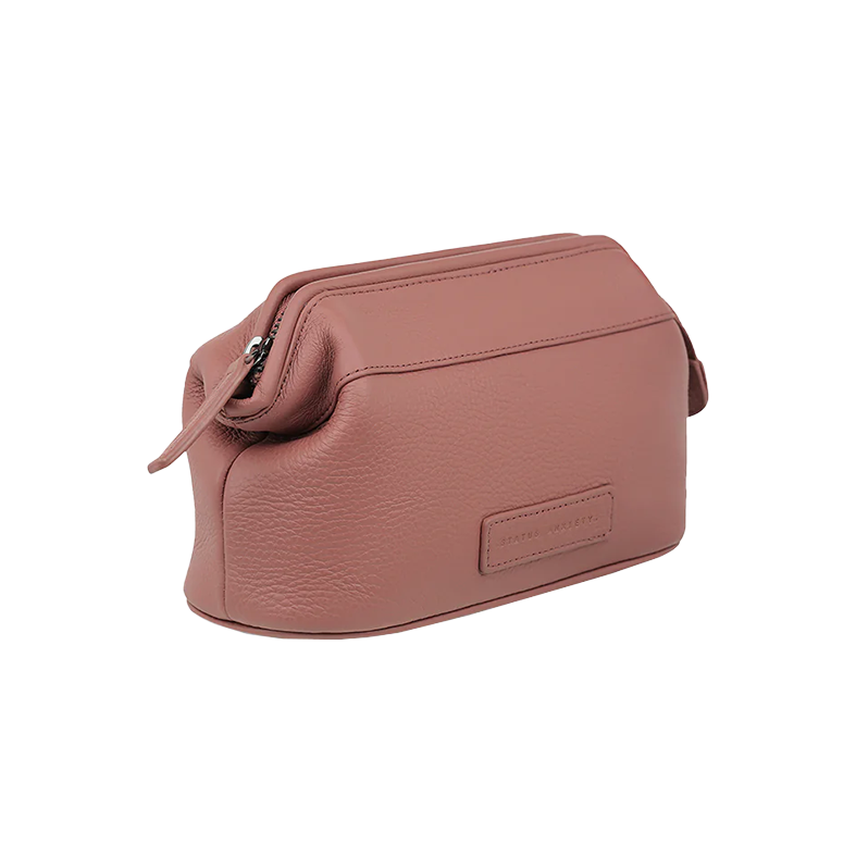 Status Anxiety leather toiletry bag dusty rose medium