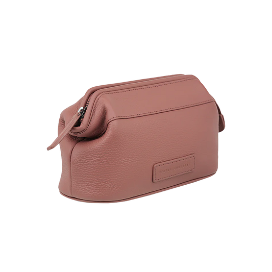 Status Anxiety leather toiletry bag dusty rose medium