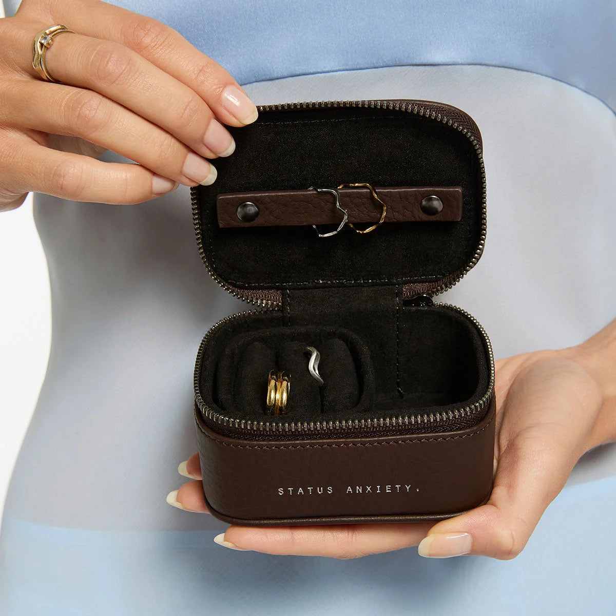 Heartbreaker leather jewellery box 10cm cocoa