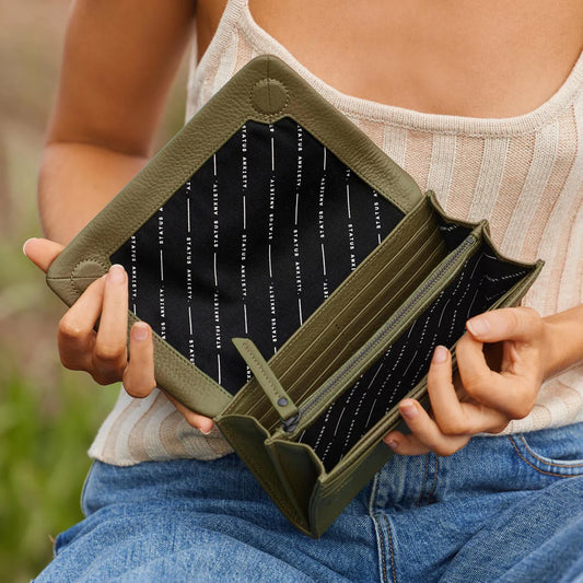 Remnant leather wallet khaki