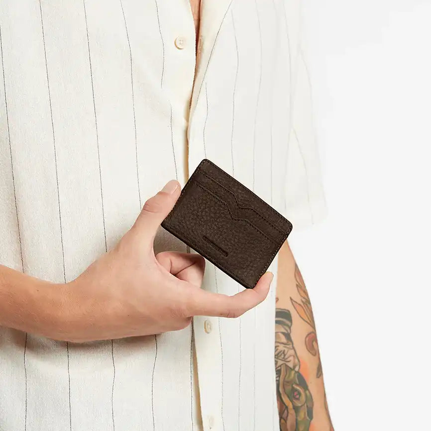 Leather card holder cocoa