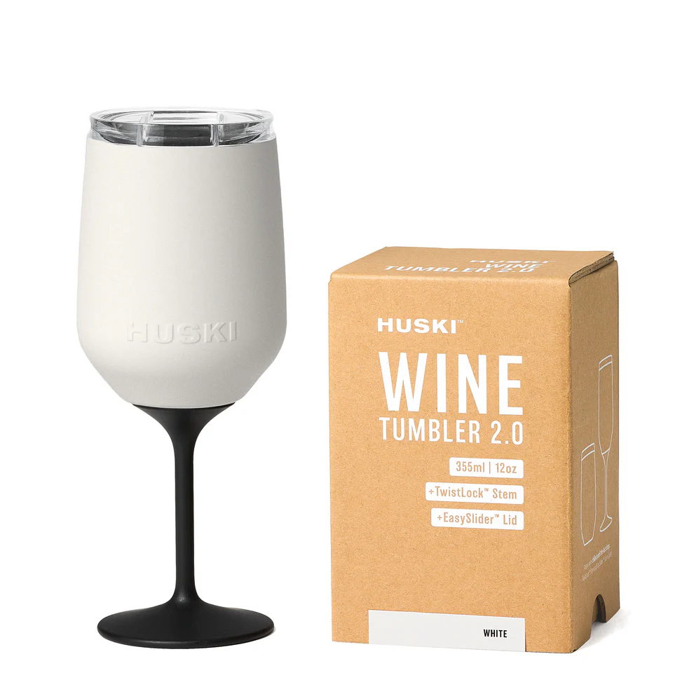 Huski stemmed wine tumbler white 355ml