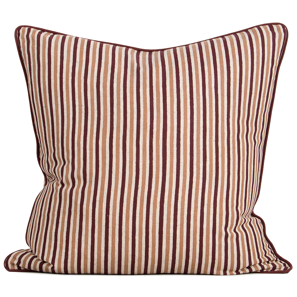 Strato striped cotton cushion 55cm oxblood