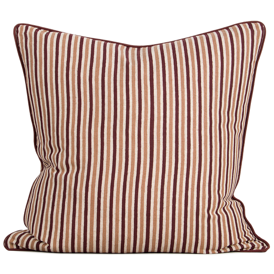 Strato striped cotton cushion 55cm oxblood