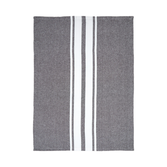 Stripe yarn dyed cotton tea towel charcoal