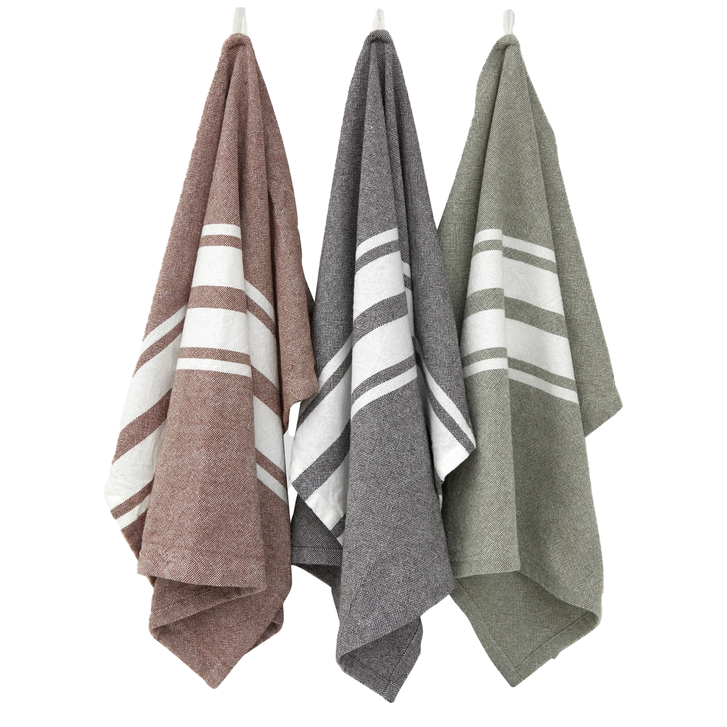 Stripe yarn dyed cotton tea towel charcoal