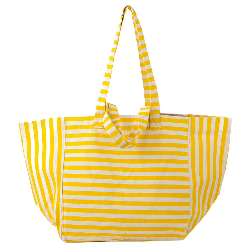 Cotton striped tote bag yellow