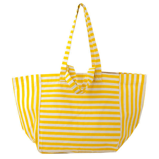 Cotton striped tote bag yellow