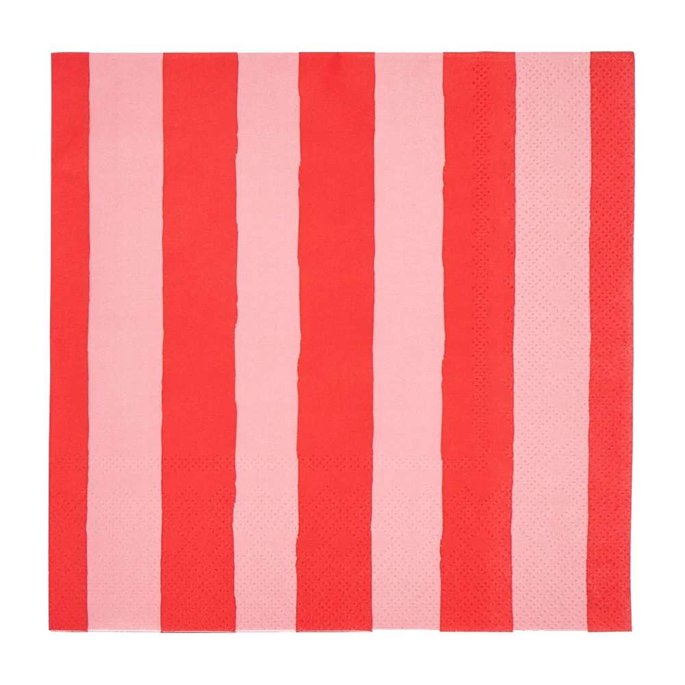 Striped paper napkins red & pink