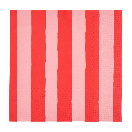 Striped paper napkins red & pink