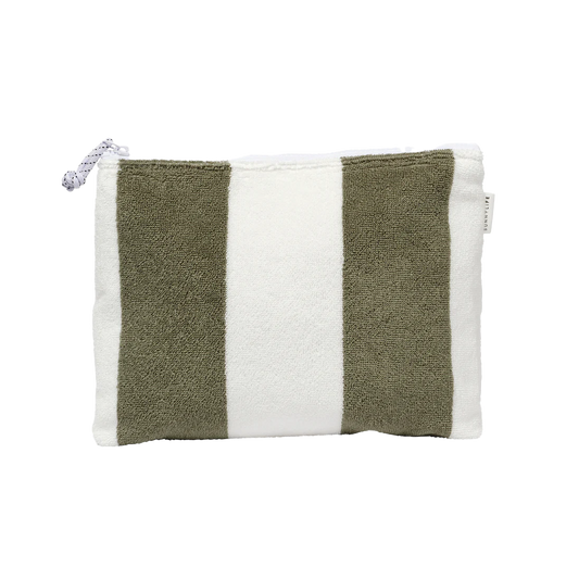 Sunnylife terry cotton pouch olive vacay stripe