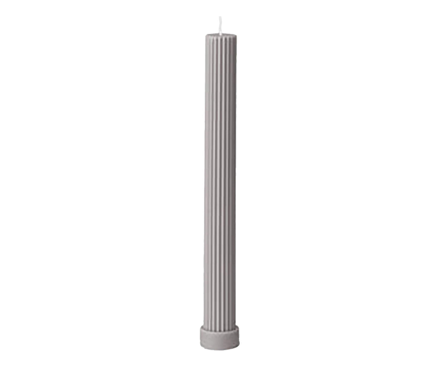 Ridged column candle with base grey
