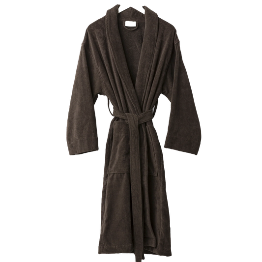 Cotton velour dressing gown cocoa