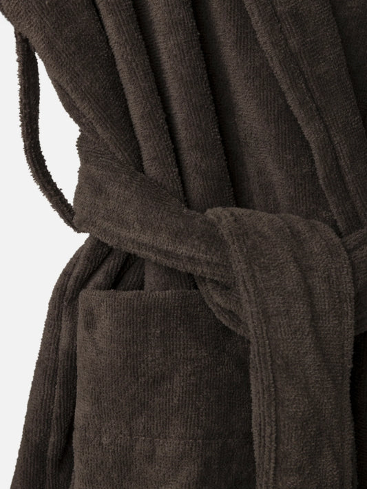 Cotton velour dressing gown cocoa