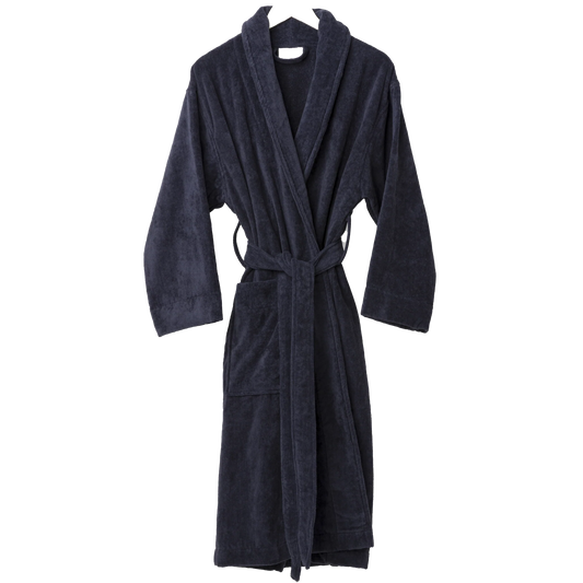 Cotton velour dressing gown midnight