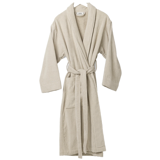 Cotton velour dressing gown oat