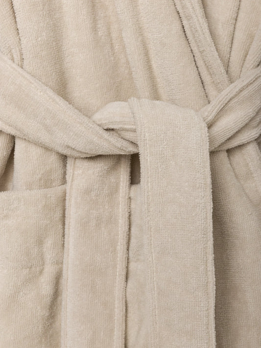 Cotton velour dressing gown oat
