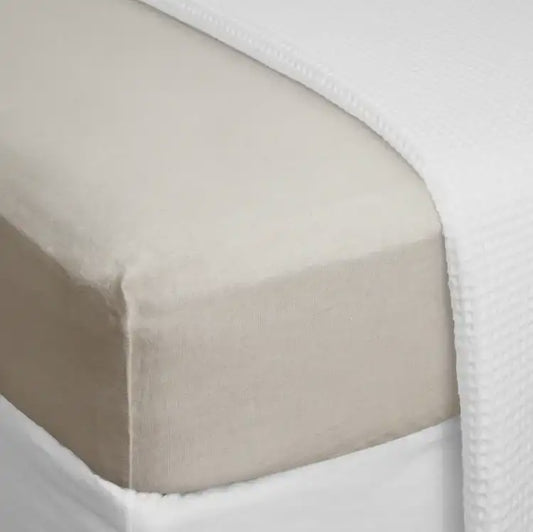 Stonewashed linen fitted sheet natural