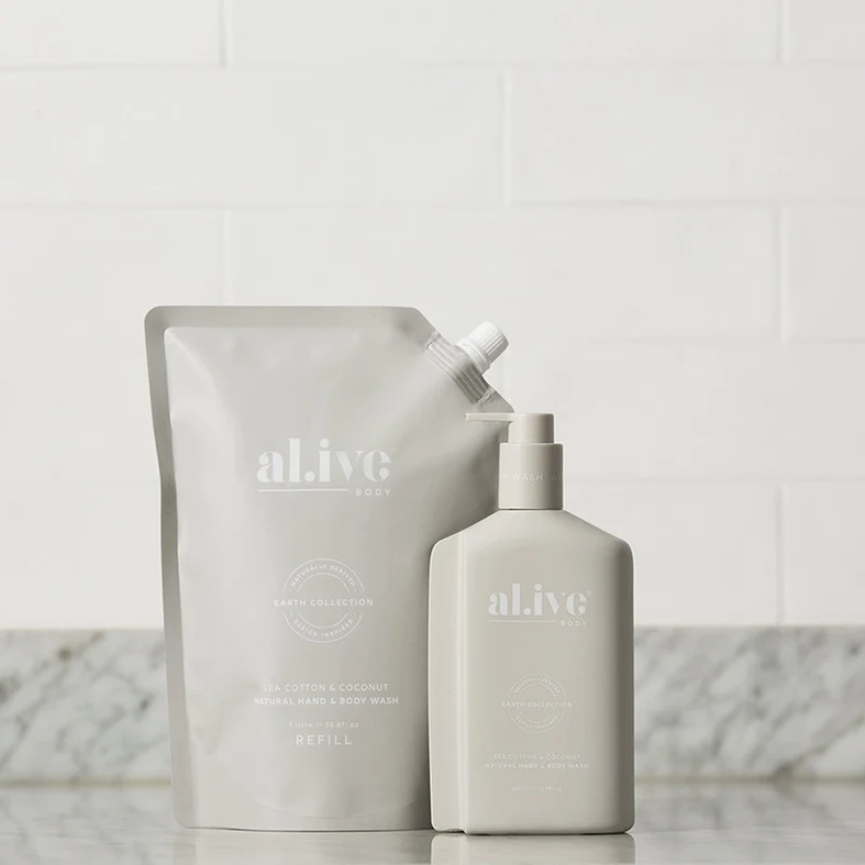 Al.ive hand + body wash refill sea cotton & coconut 1L